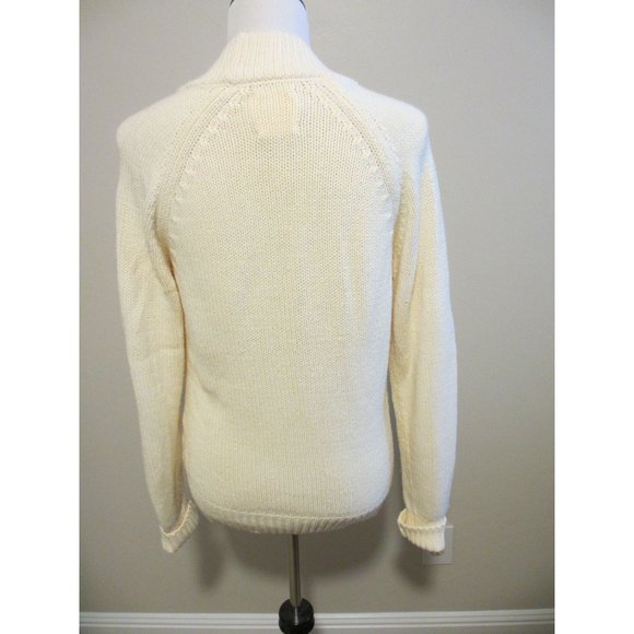 OLD NAVY DEEP VNECK FISHERMANS SWEATER BEIGE MEDIUM WOMENS - Picture 3 of 5